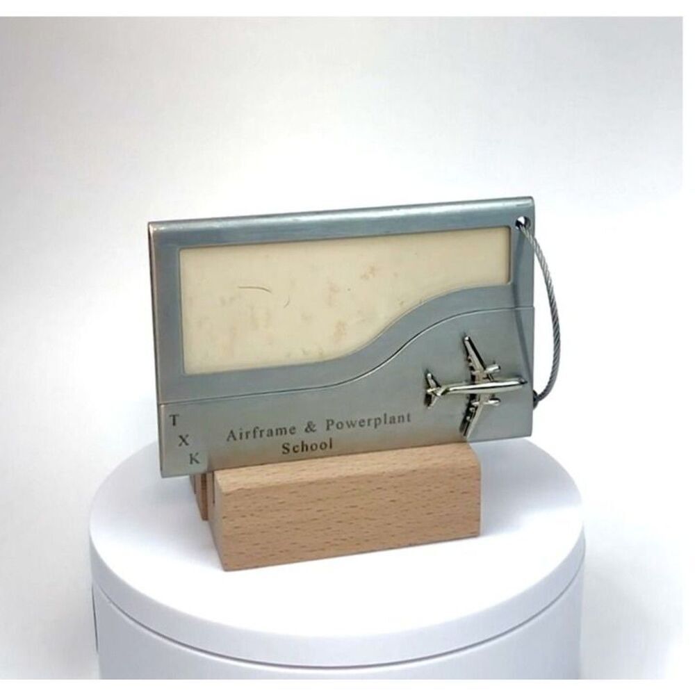 Vintage Luggage ID Tag Airplane Jet 3D  Aluminum Aviation Travel Collectible